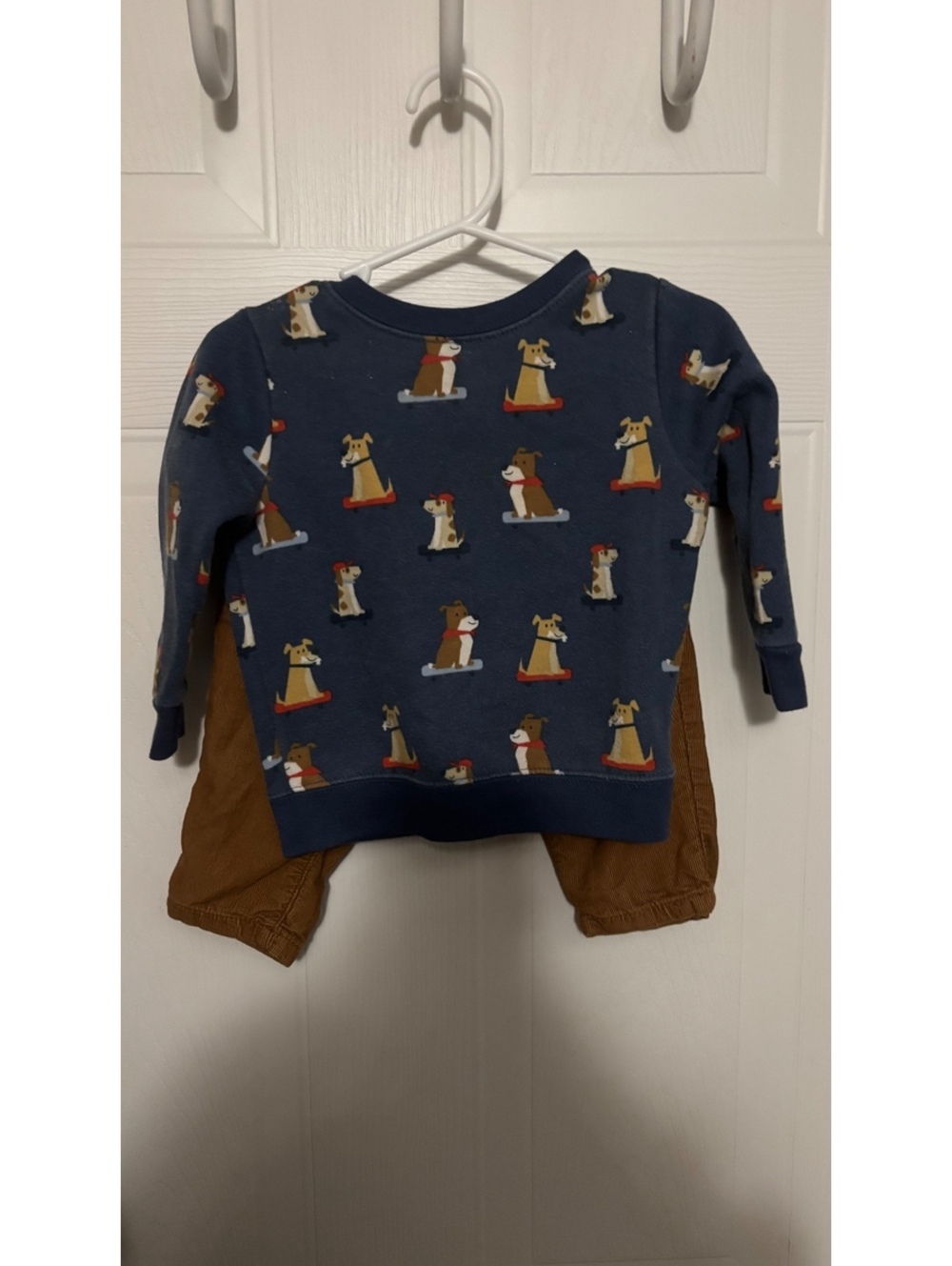 Geranium Baby 12M Dog Print Sweatshirt and Brown Pants Set